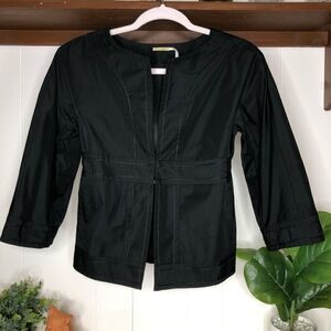 Max Studio Women's Quarter Sleeve Fully Lined Collarless Blazer Jacket Black XS